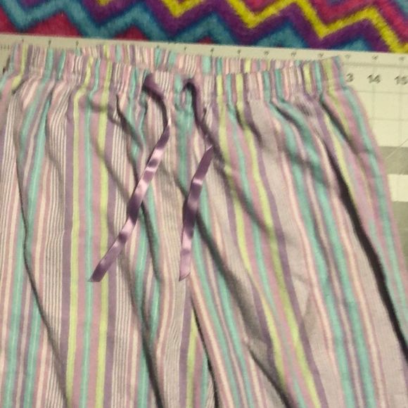 Gap jammies size 14 girls/ striped in purple, teal, white, green, spring pastels - Picture 1 of 14